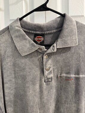 Harley-Davidson Men’s XXL Gray Washed Polo Shirt Short Sleeve Pocket
